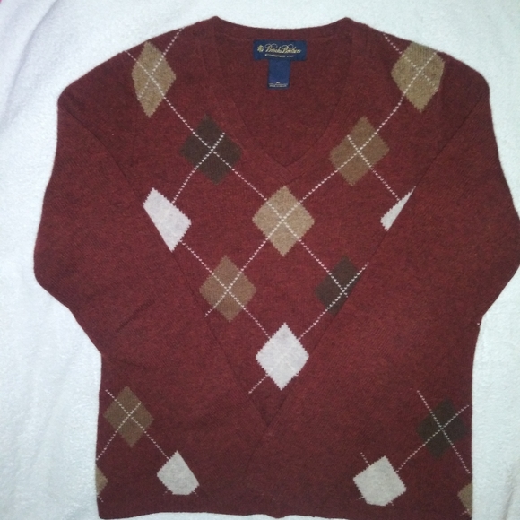Brooks Brothers | Lambswool Argyle V-Neck Pullover Sweater Size Womens Medium - Picture 12 of 14